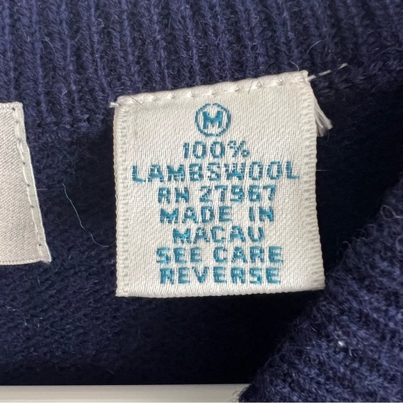 Harbour Club Mens Lambswool V Neck Argyle Plaid Sweater Sz M Blue Classic Preppy - Picture 3 of 10